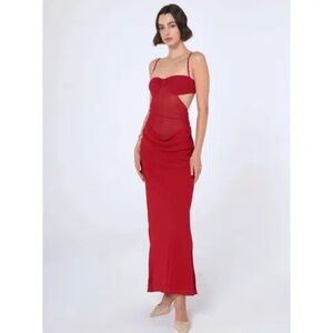 Hello Molly Cherry Red Maxi Backless Dress 🆕